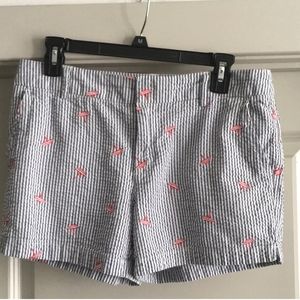 Cynthia Rowley Beach Umbrella Striped Seersucker Shorts Summer Preppy